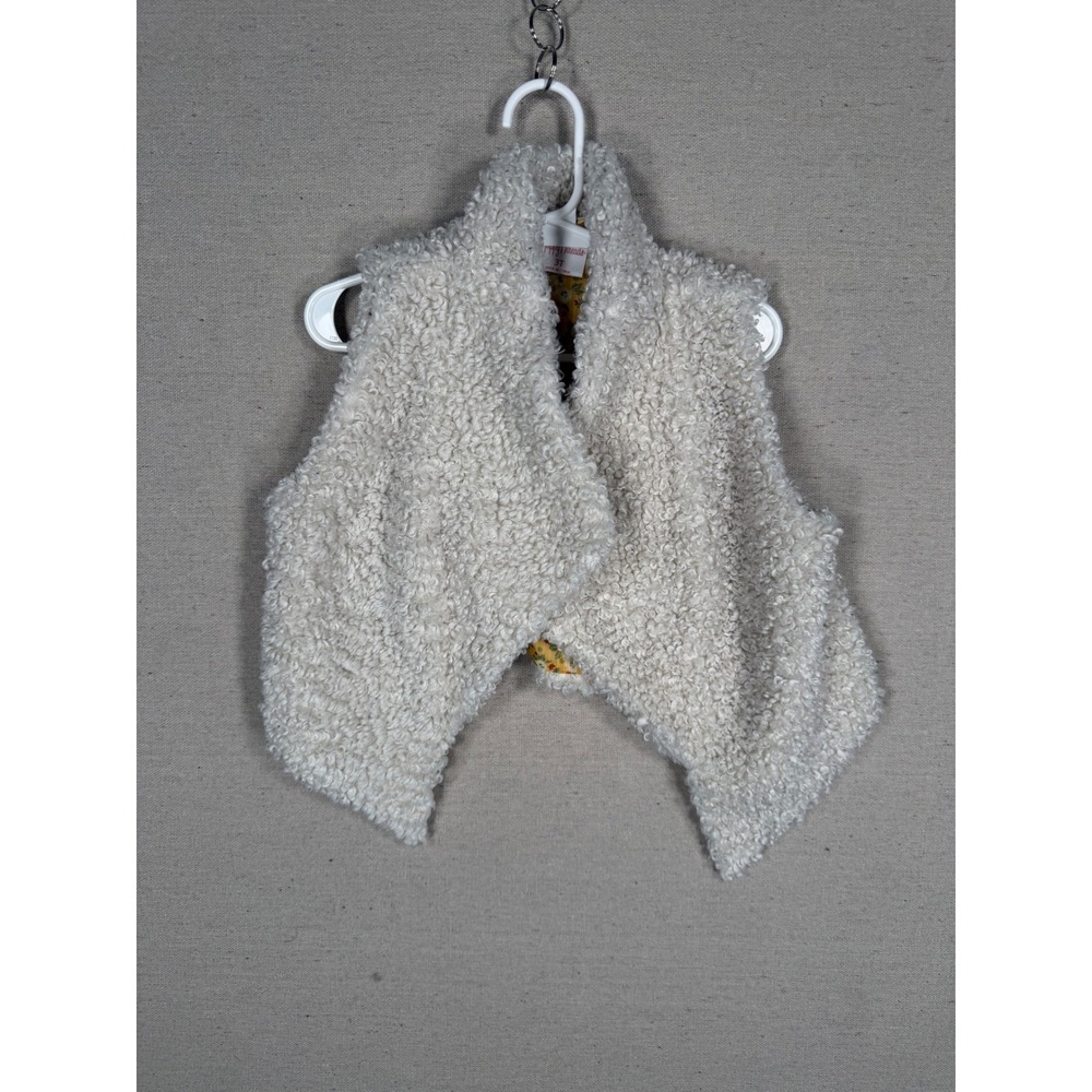 Happy Threads Toddler Girls 3T Cream Faux Shearling Sherpa Vest Yellow Floral